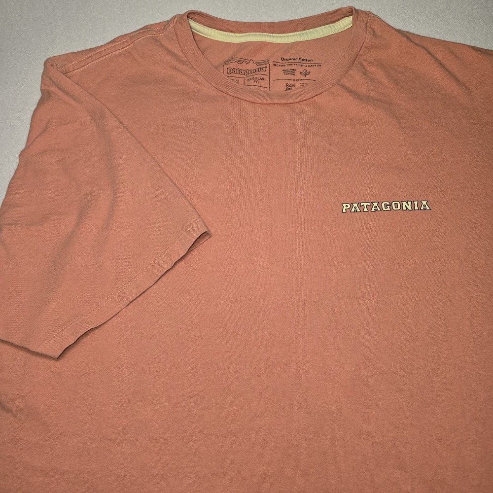 Patagonia Men's P-6 Logo Responsibili-Tee Quartz Coral Recycled Organic Cotton M